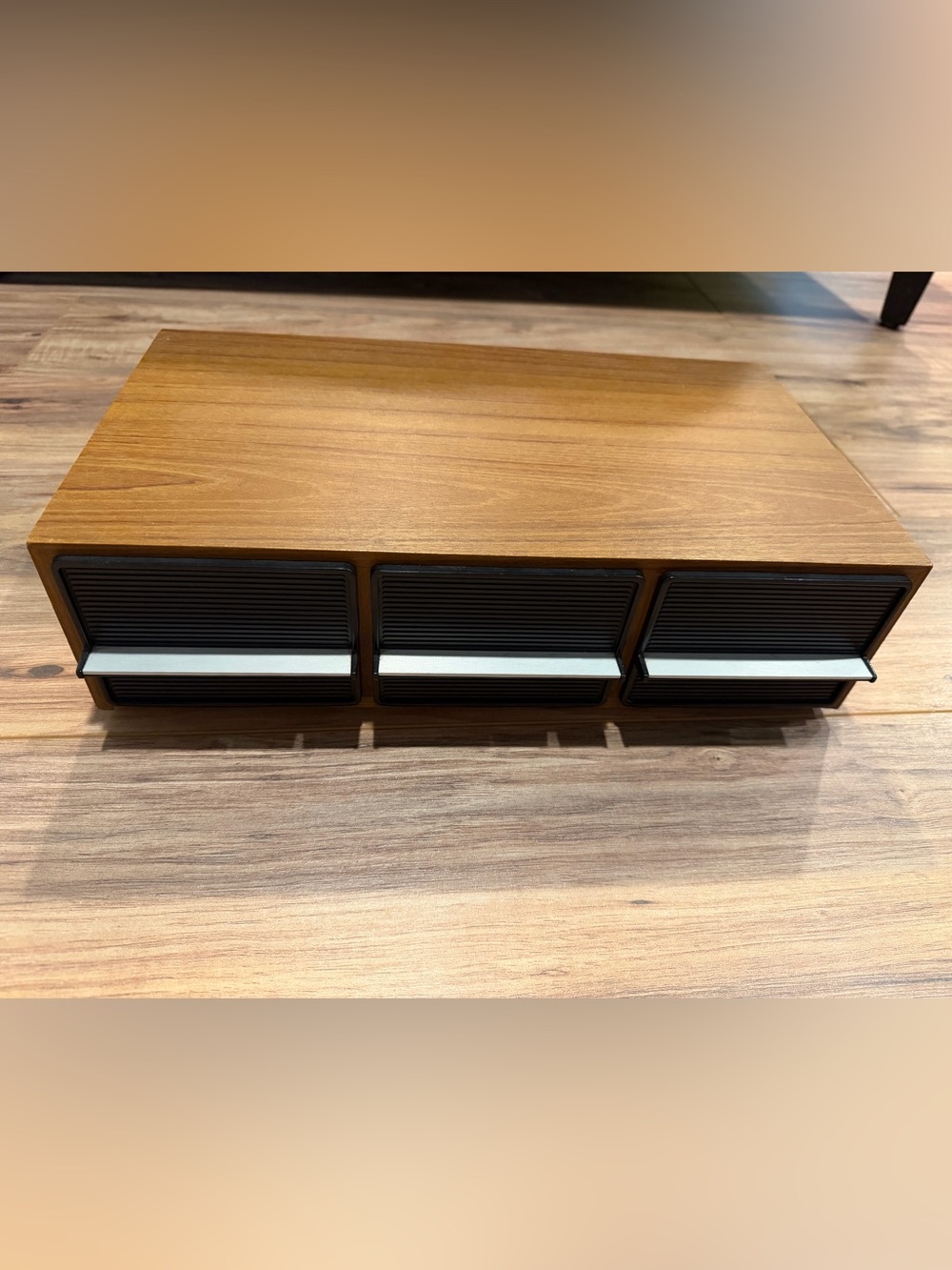 Mid-Century Style 3-Drawer Wood Storage Organizer - Brown & Black